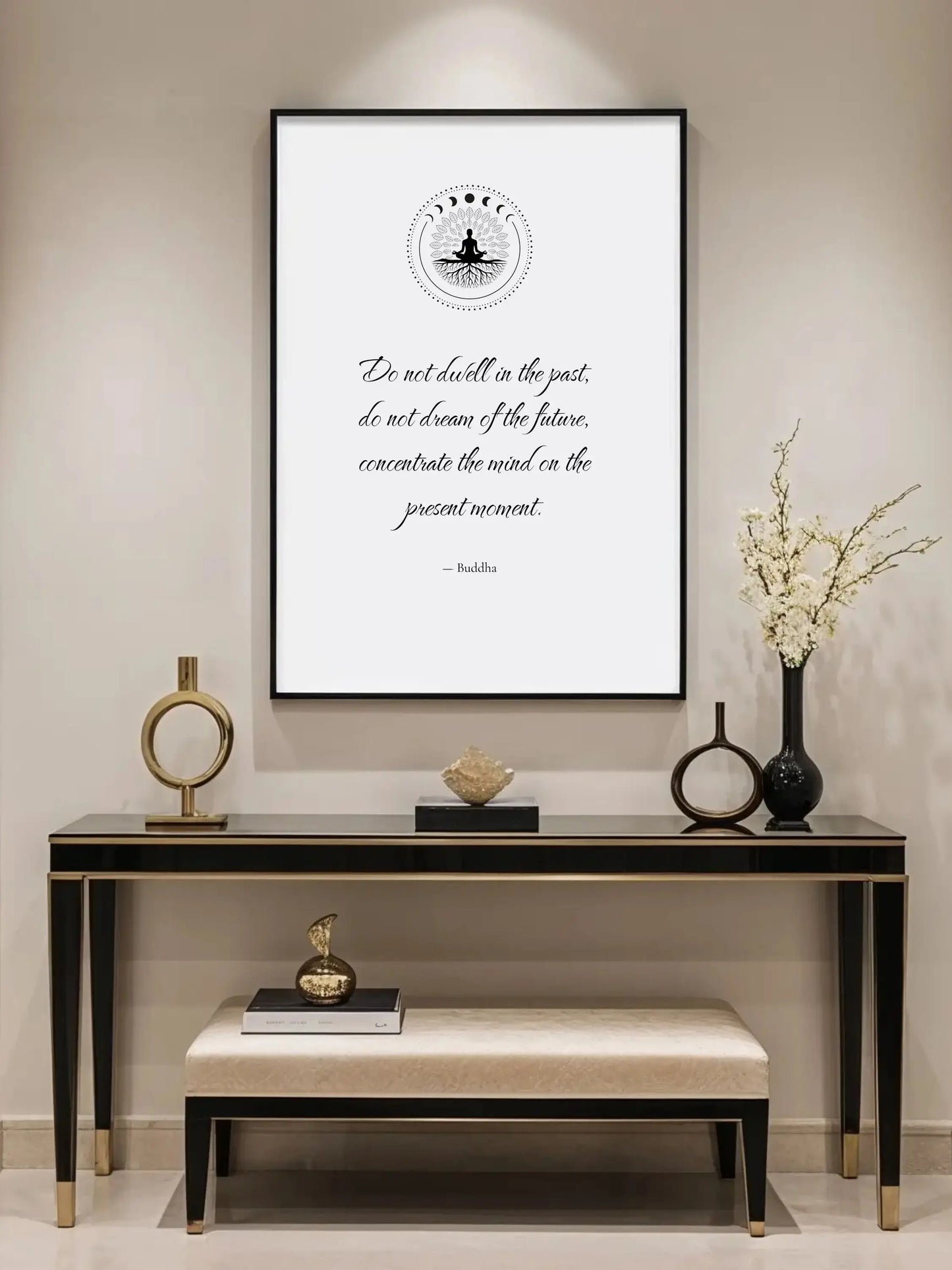 Buddha Quote Print – "Concentrate the Mind on the Present Moment" | Mindful Wall Art