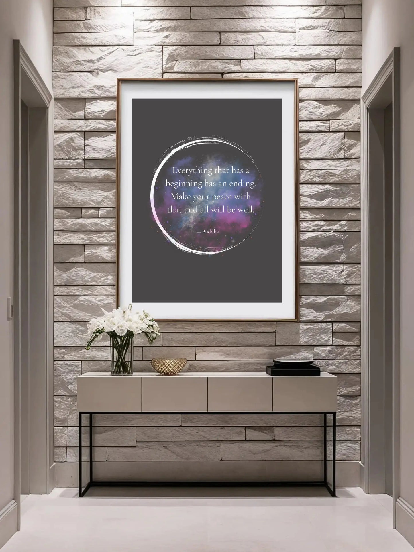 Buddha Quote Print – "Everything That Has a Beginning Has an Ending" | Mindful Wall Art