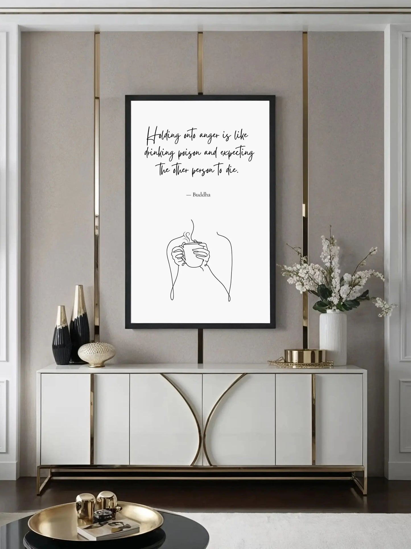 Buddha Quote Print – "Holding Onto Anger Is Like Drinking Poison" | Mindful Wall Art