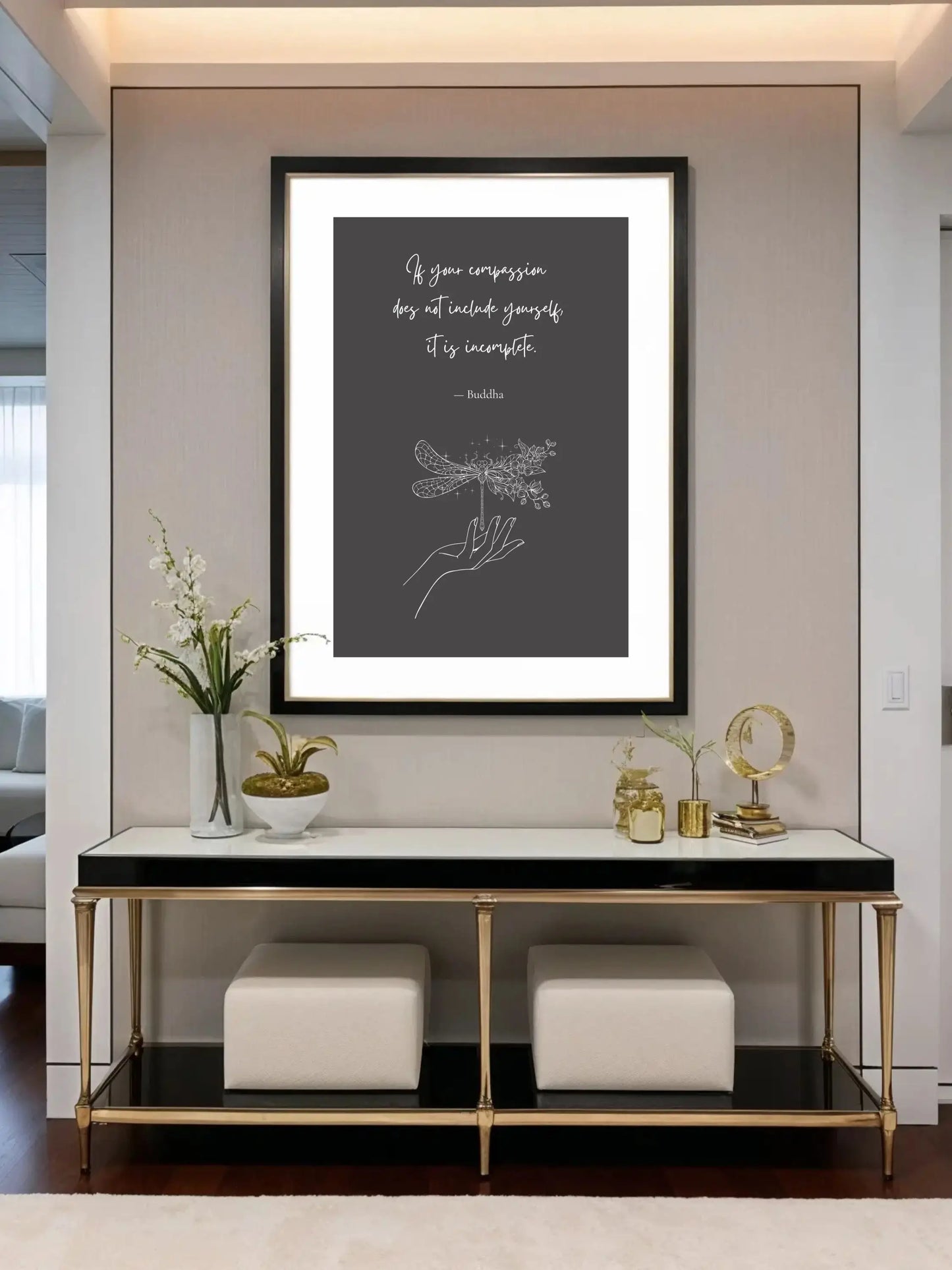 Buddha Quote Print – "If Your Compassion Does Not Include Yourself" | Mindful Wall Art