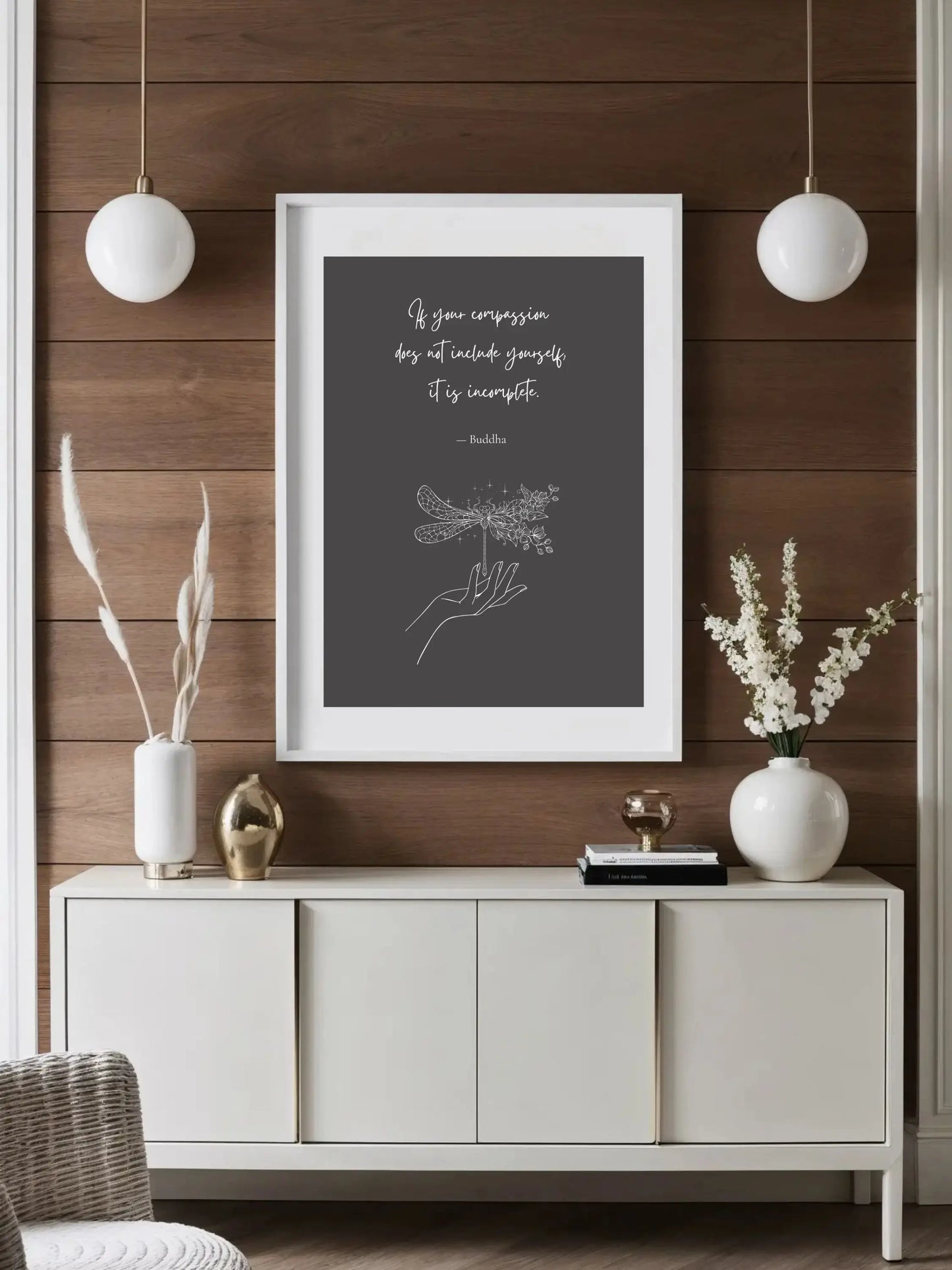 Buddha Quote Print – "If Your Compassion Does Not Include Yourself" | Mindful Wall Art