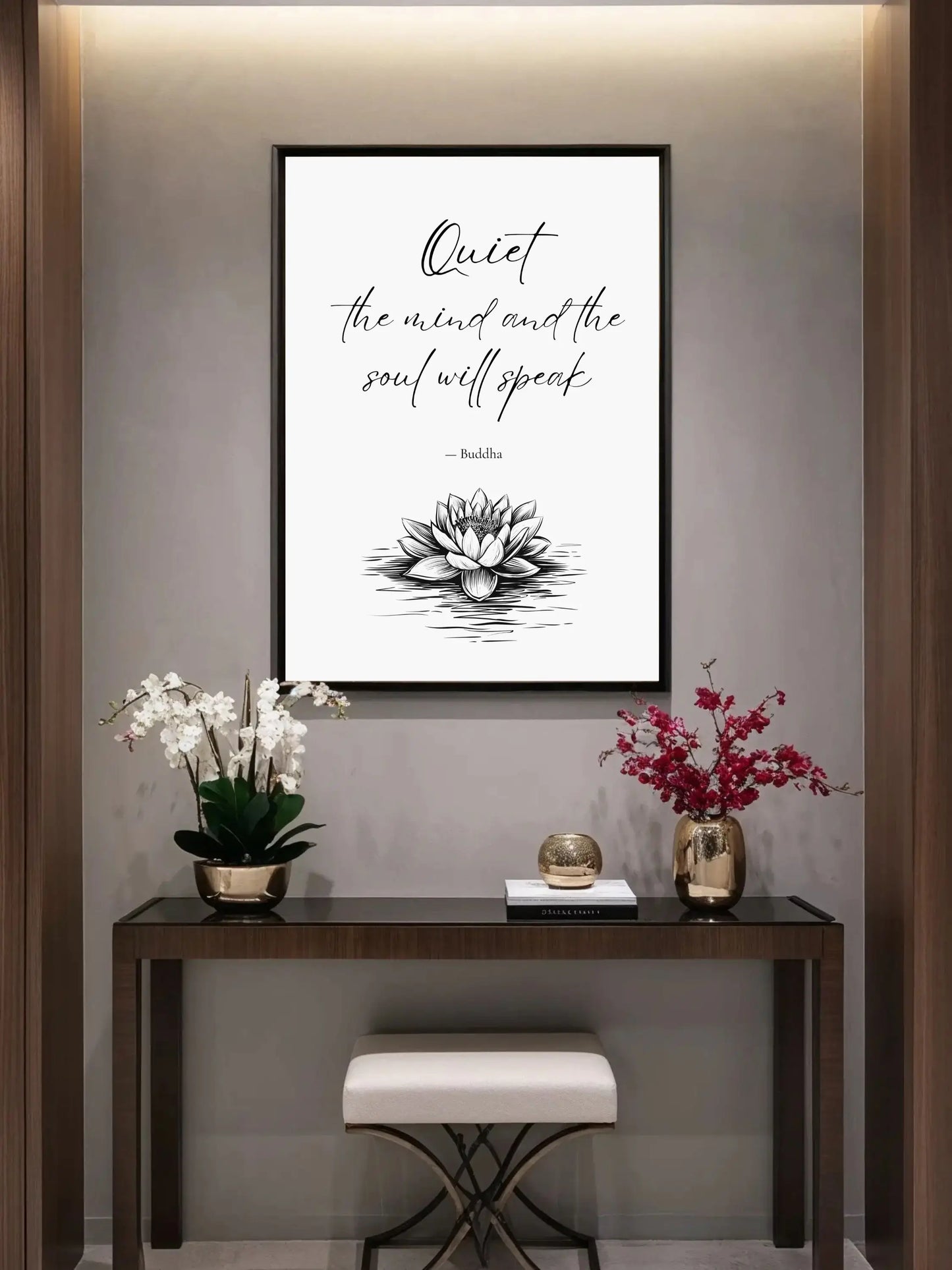 Buddha Quote Print – "Quiet Your Mind and the Soul Will Speak" | Mindful Wall Art