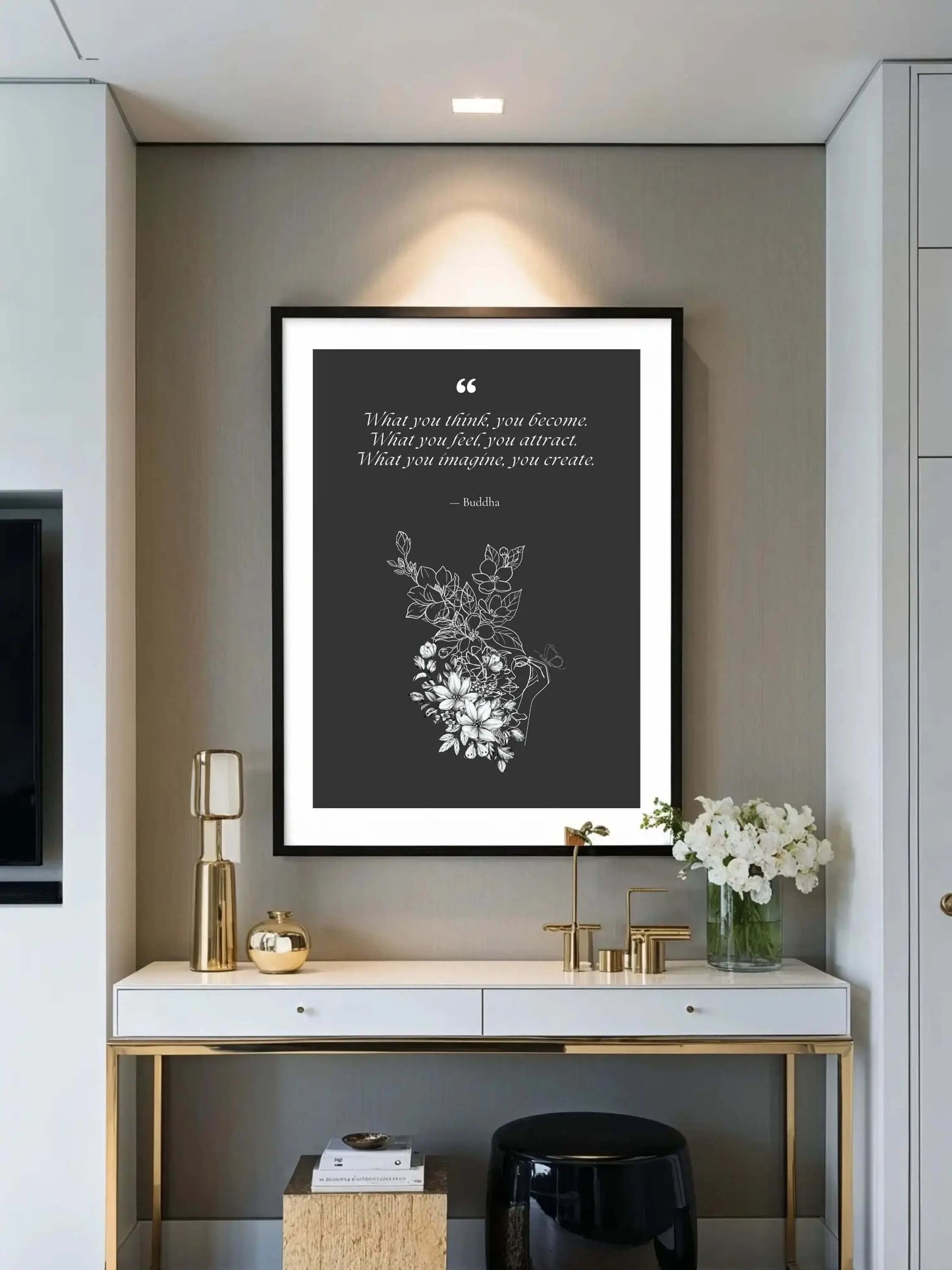 Buddha Quote Print – "What You Think, You Become" | Mindful Wall Art