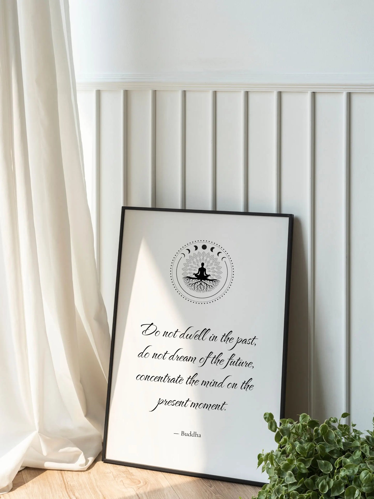 Buddha Quote Print – "Concentrate the Mind on the Present Moment" | Mindful Wall Art