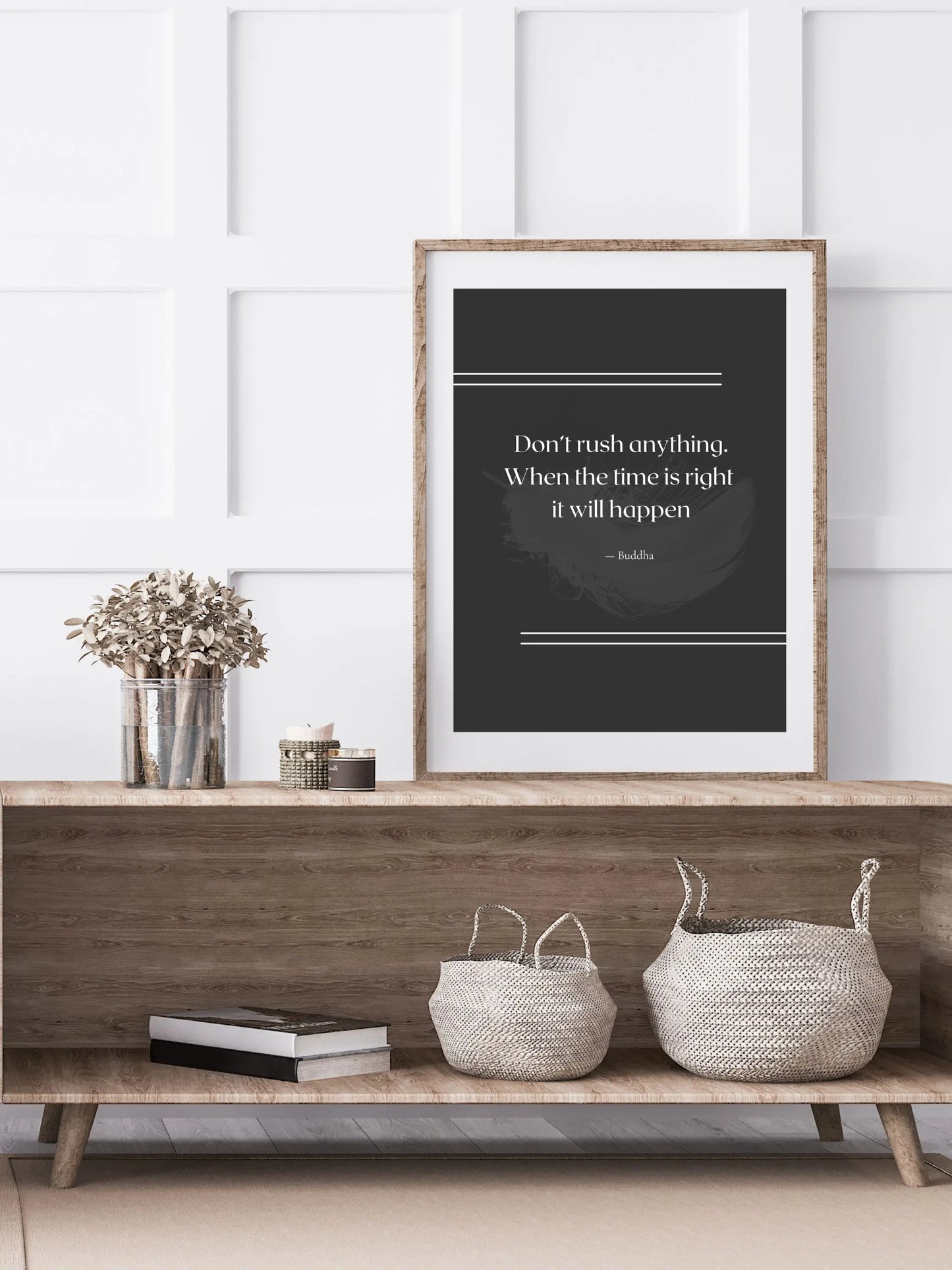 Buddha Quote Print – "Don’t Rush Anything, When the Time Is Right" | Mindful Wall Art