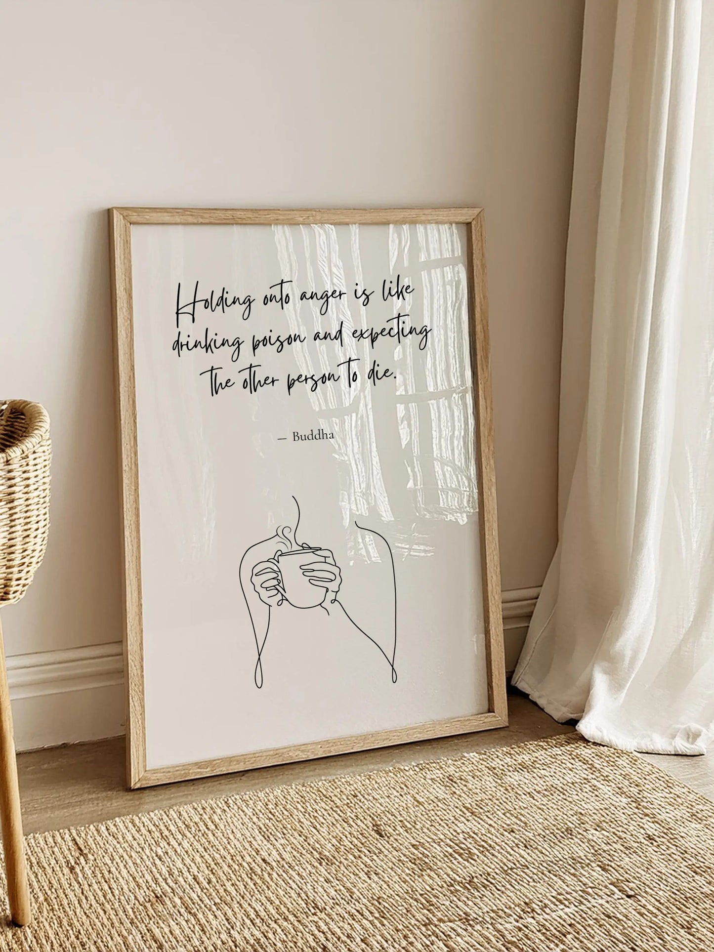 Buddha Quote Print – "Holding Onto Anger Is Like Drinking Poison" | Mindful Wall Art