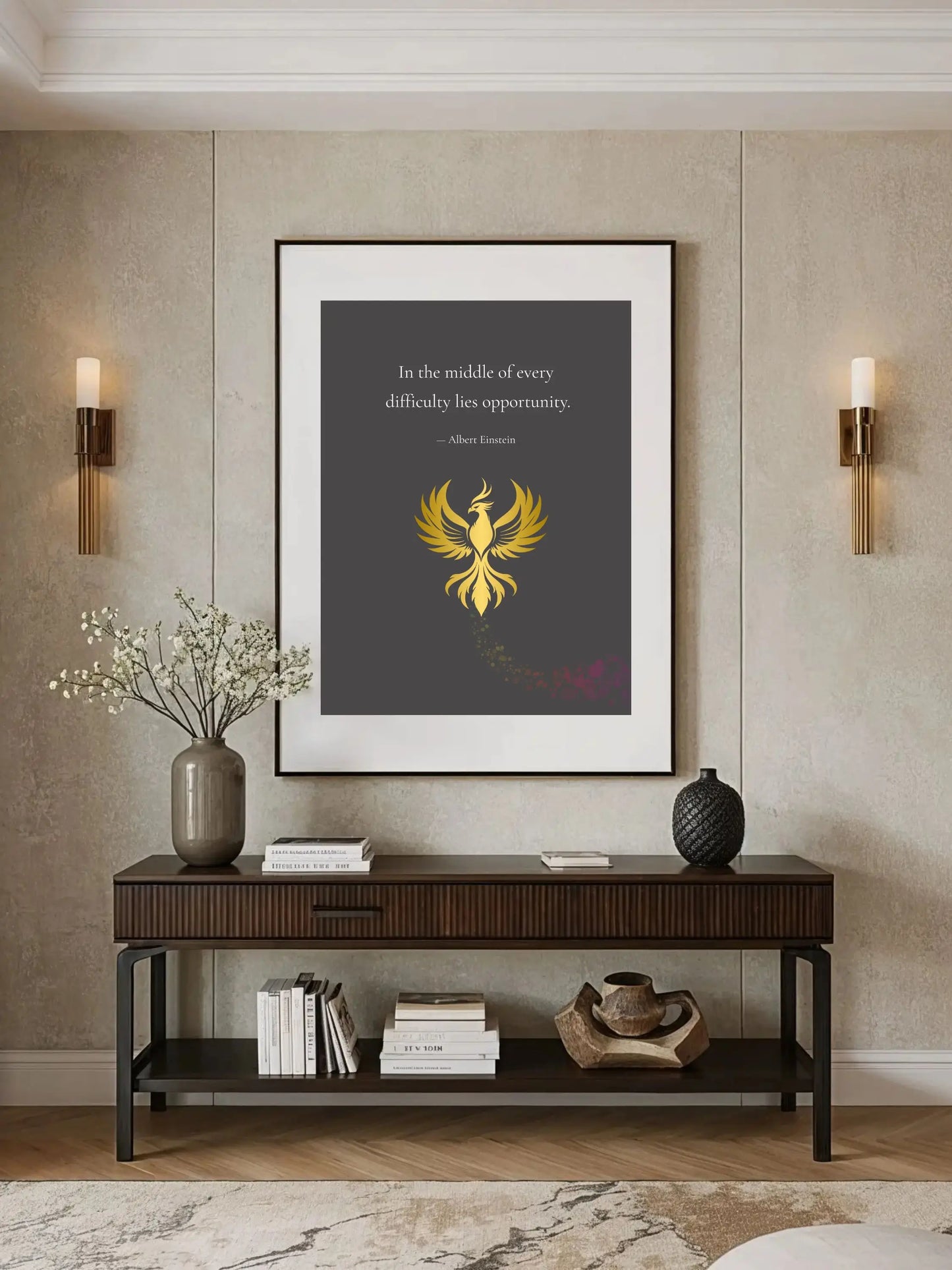 Albert Einstein Quote Print – "Difficulty Lies Opportunity" | Resilient Wall Art