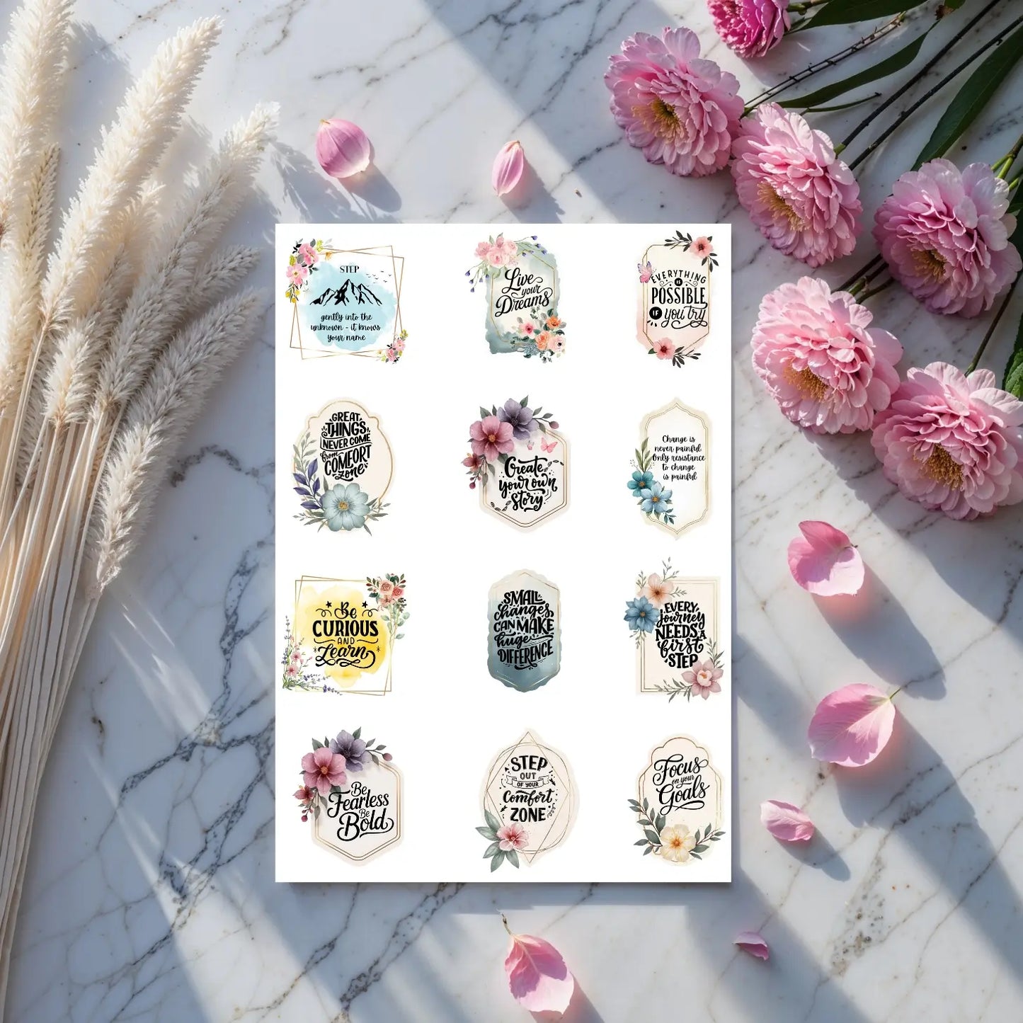Soulful Motivational Sticker Bundle – 108 Printable Affirmations Pack
