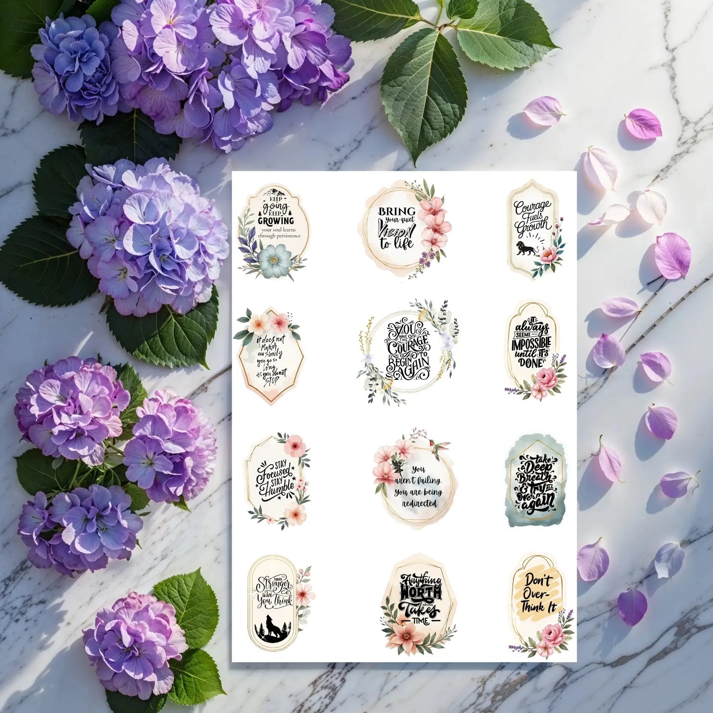 Strength & Resilience Printable Stickers – 24 Courage & Empowerment