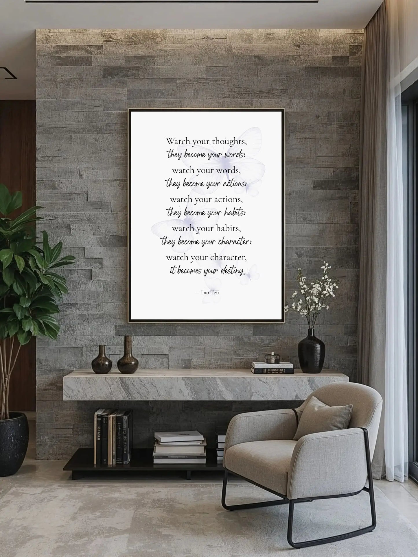 Lao Tzu Quote Print – “Watch Your Thoughts” | Spiritual Wall Art