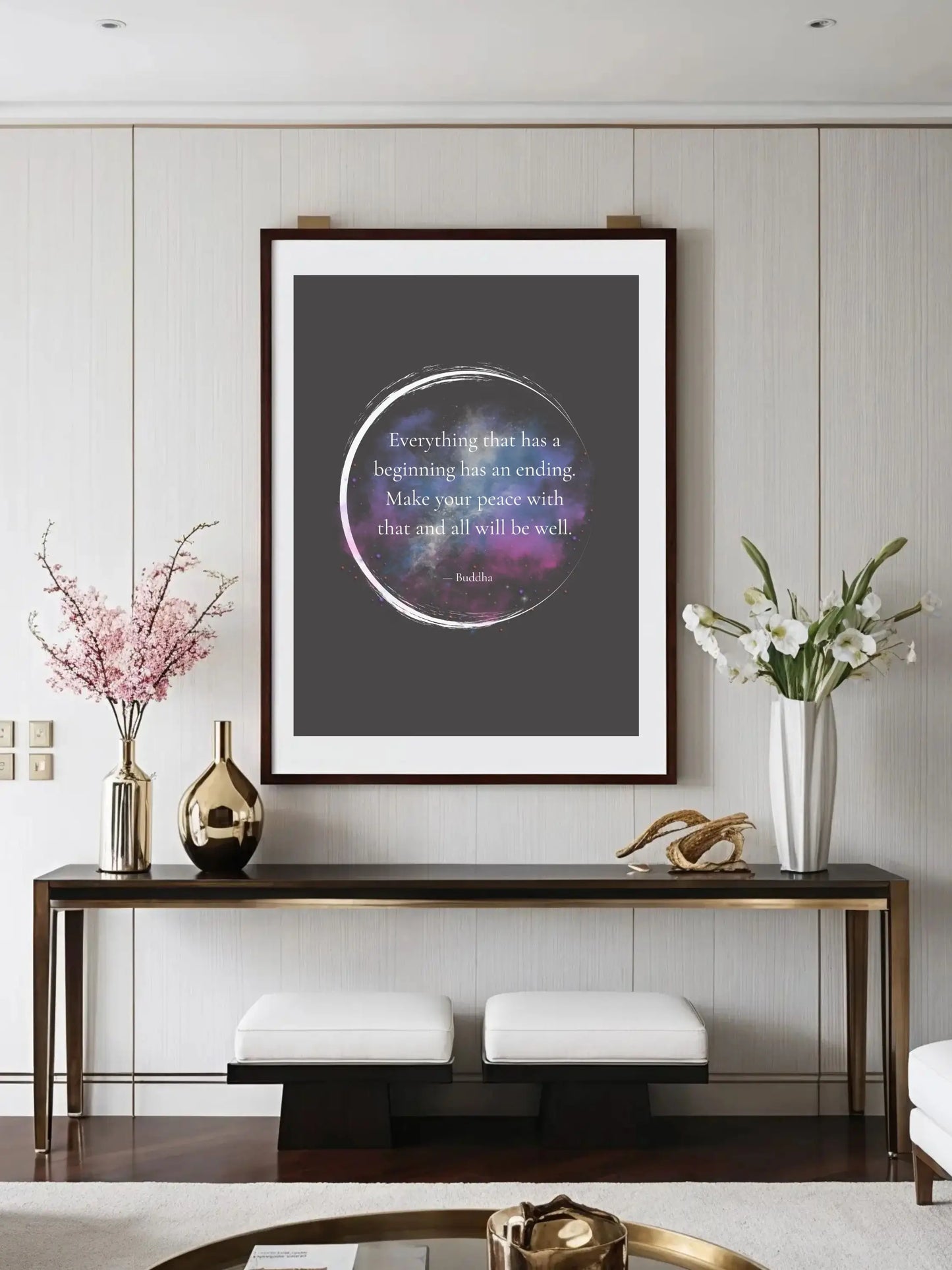 Buddha Quote Print – "Everything That Has a Beginning Has an Ending" | Mindful Wall Art