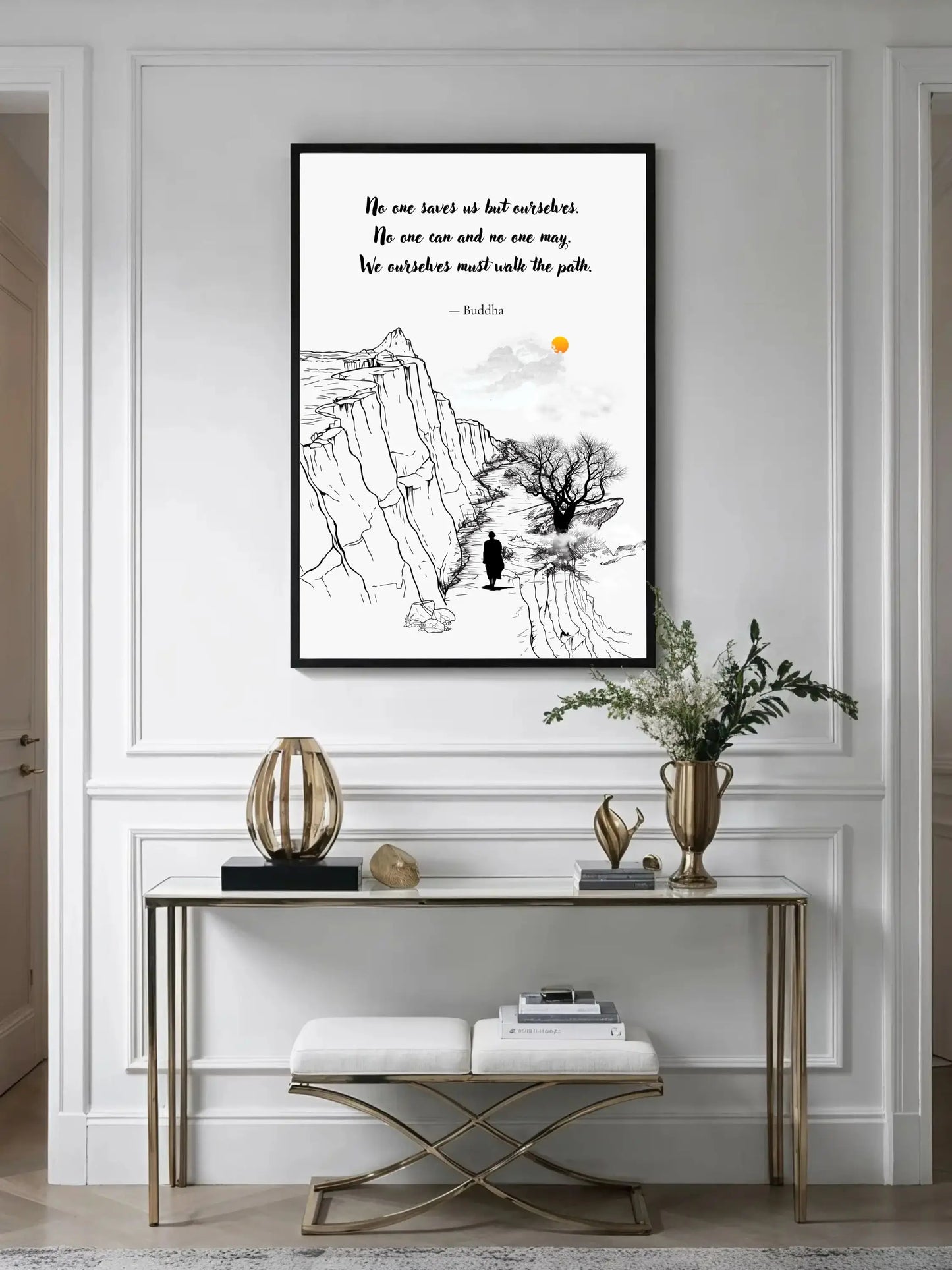 Buddha Quote Print – "No One Saves Us But Ourselves" | Mindful Wall Art