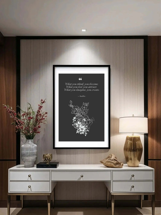 Buddha Quote Print – "What You Think, You Become" | Mindful Wall Art