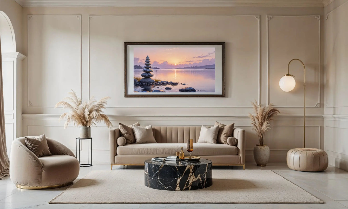 Celestial Still – Stone and Sky Art Print for Mindful Interiors