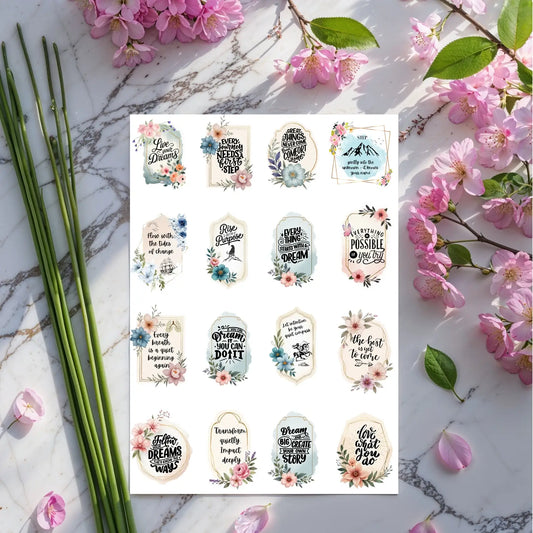 Dreams & Purpose Printable Stickers – 16 Affirmations for Vision & Growth