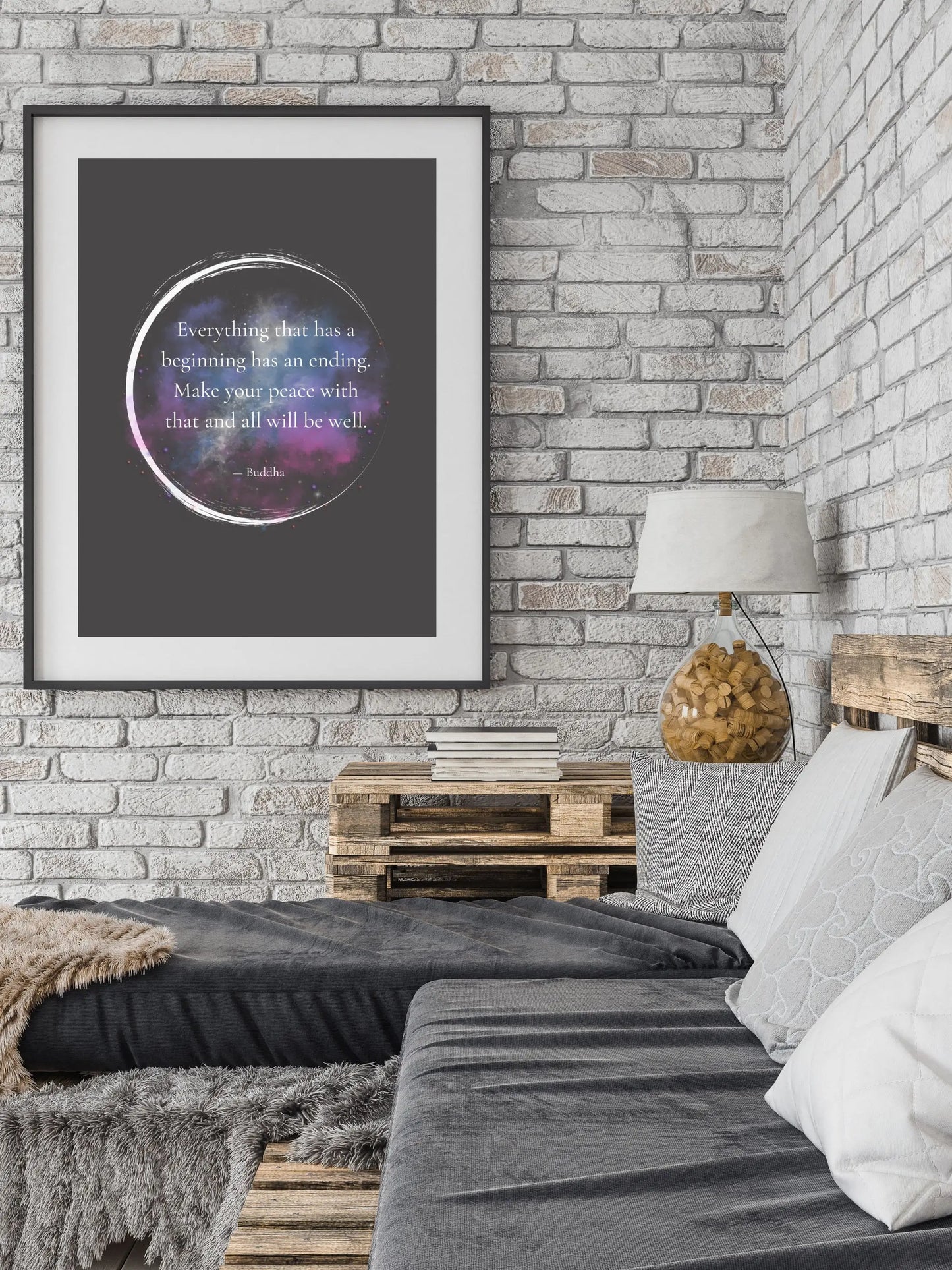 Buddha Quote Print – "Everything That Has a Beginning Has an Ending" | Mindful Wall Art