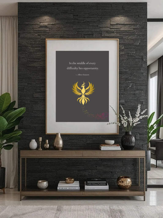 Albert Einstein Quote Print – "Difficulty Lies Opportunity" | Resilient Wall Art