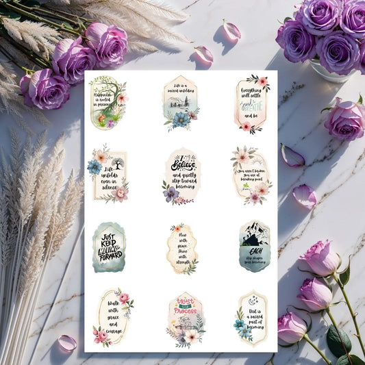 Mindfulness & Peace Printable Stickers – 24 Affirmations for Inner Calm