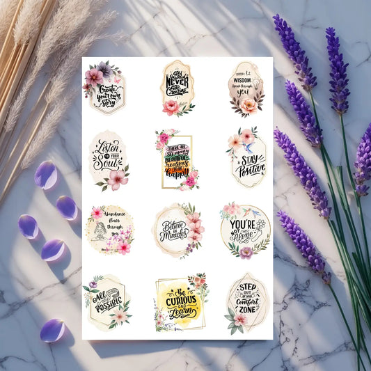 Positivity & Joy Printable Stickers – 24 Affirmations for Happiness & Light