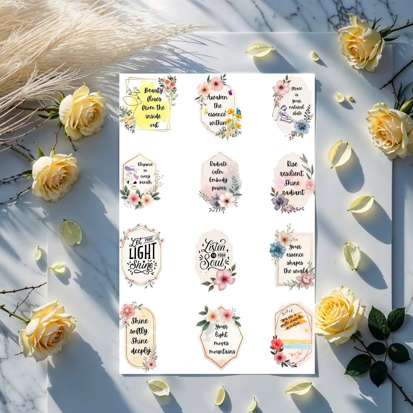 Soulful Motivational Sticker Bundle – 108 Printable Affirmations Pack