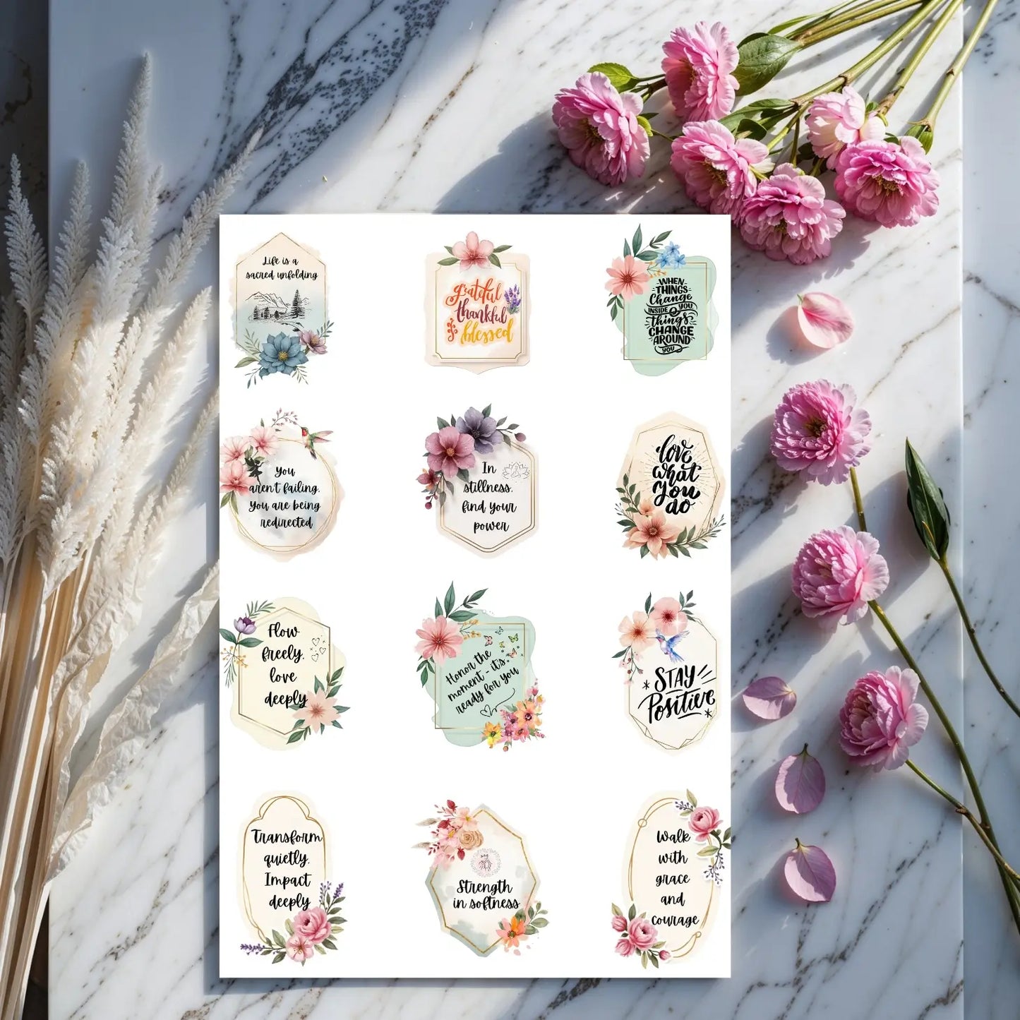 Soulful Motivational Sticker Bundle – 108 Printable Affirmations Pack