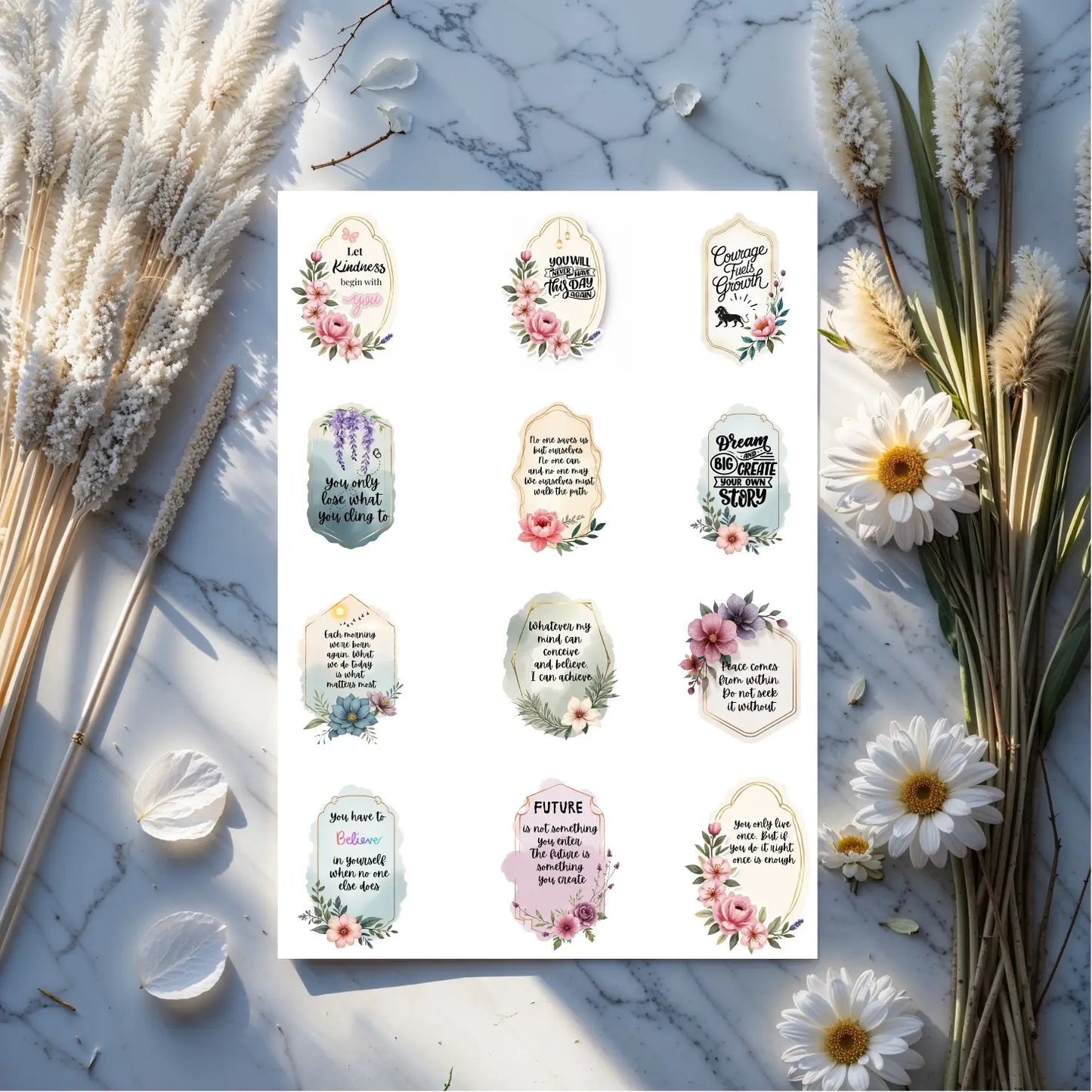 Soulful Motivational Sticker Bundle – 108 Printable Affirmations Pack