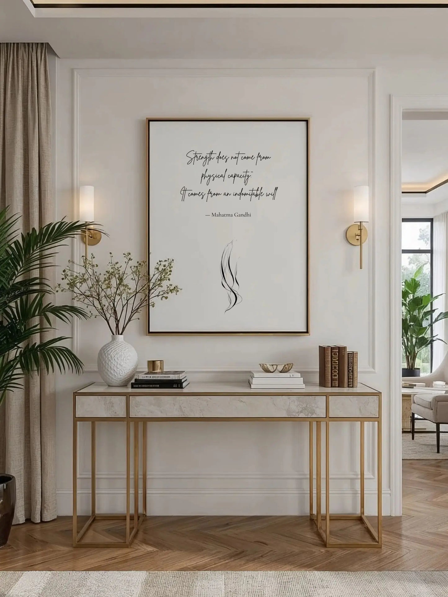Gandhi Quote Print – Strength & Will Spiritual Wall Art for Mindful Spaces