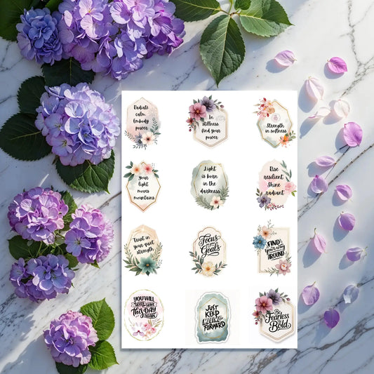 Strength & Resilience Printable Stickers – 24 Courage & Empowerment