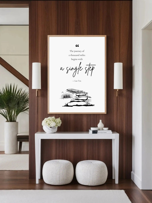 Lao Tzu Quote Print – "Journey of a Thousand Miles" Mindful Wall Art