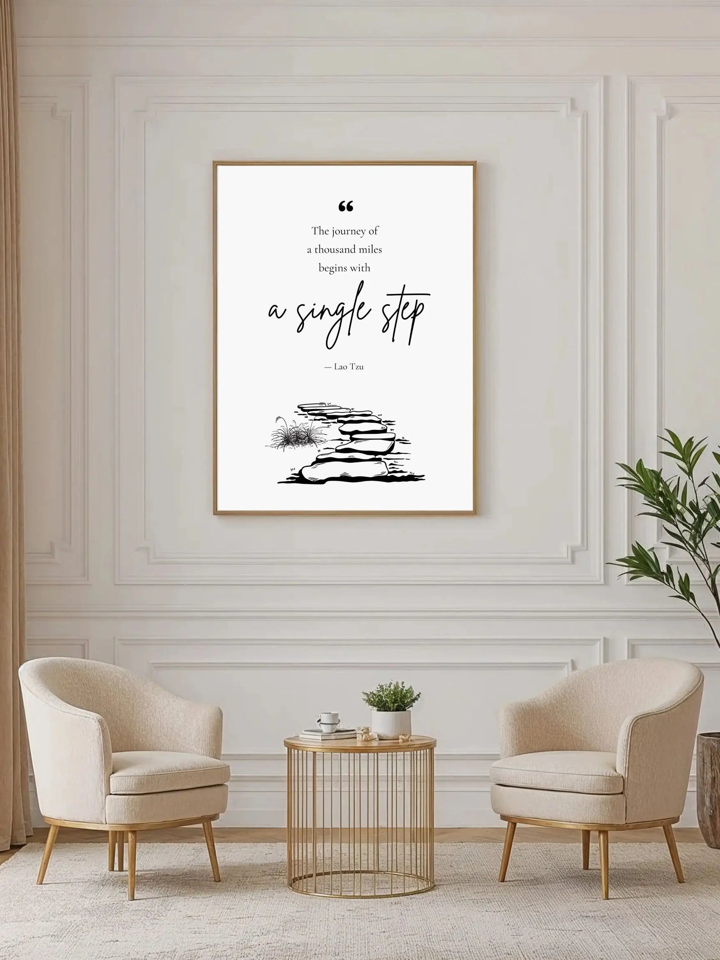 Lao Tzu Quote Print – "Journey of a Thousand Miles" Mindful Wall Art