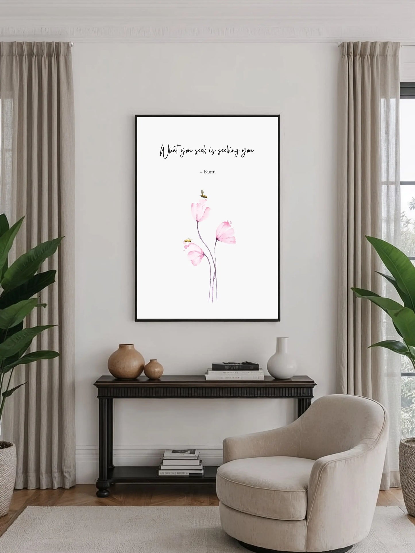 Rumi Quote Print – “What You Seek Is Seeking You” | Spiritual Wall Art